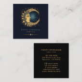 Hemelse Mystieke Maan Blauw Goud Vierkante Visitekaartje (Voorkant / Achterkant)