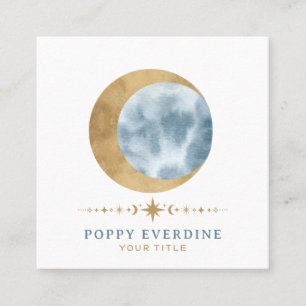 Hemelse Mystieke Maan Blauw Goud Vierkante Visitekaartje