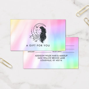 Hemelse Mystieke Maan Godin Regenboog Cadeaubon Visitekaartje