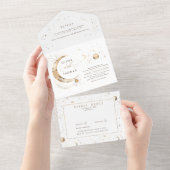 Hemelse Mystieke Maan Sterren Halo Bruiloft All In One Uitnodiging (Afscheurbaar)