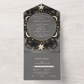 Hemelse Mystieke Maan Sterrennacht Boho Bruiloft All In One Uitnodiging (Binnen)