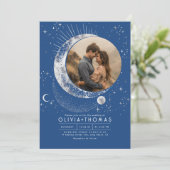 Hemelse Mystieke Maan Sterrennacht Trouwfoto Kaart (Staand voorkant)