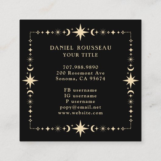 Hemelse Mystieke Maan Vierkante Visitekaartje (Achterkant)