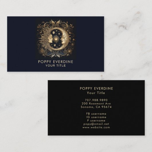 Hemelse Mystieke Maan Visitekaartje (Voorkant / Achterkant)