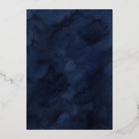 Hemelse Nacht Hemel Avond Huwelijk Blauw & Zilver Folie Uitnodiging (Achterkant)