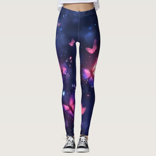 Hemelse Nacht Vlinder Tuin Leggings (Voorkant)
