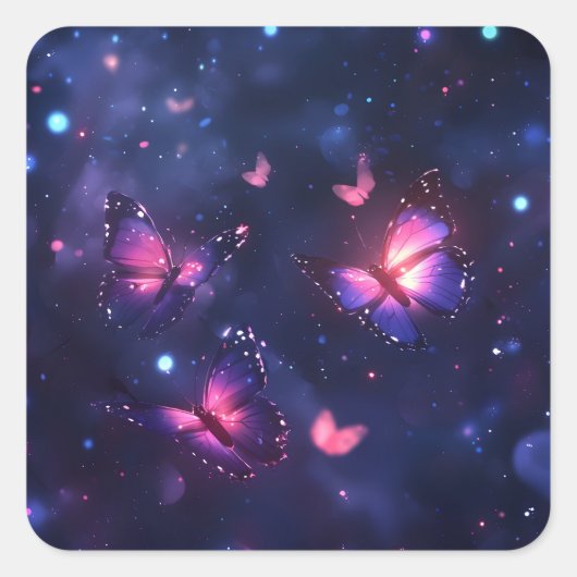 Hemelse Nacht Vlinder Tuin Vierkante Sticker (Voorkant)