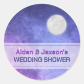 Hemelse nachtelijke hemel Volle maan Bruidsdouche Ronde Sticker (Voorkant)