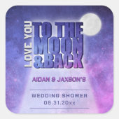 Hemelse nachtelijke hemel Volle maan bruidsdouche Vierkante Sticker (Voorkant)