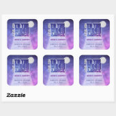 Hemelse nachtelijke hemel Volle maan bruidsdouche Vierkante Sticker (Vel)