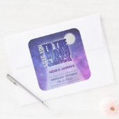 Hemelse nachtelijke hemel Volle maan bruidsdouche Vierkante Sticker (Envelop)