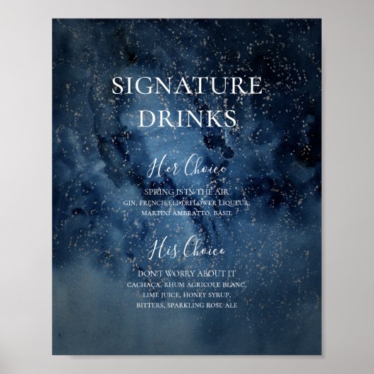 Hemelse Nachthemel | Zilveren Signature Drankenbor Poster (Voorkant)