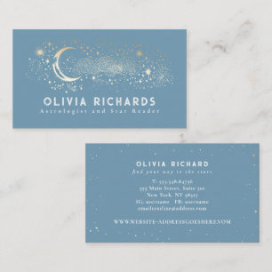 Hemelse Nachtsterren Maan Dusty Blue Mystical Visitekaartje