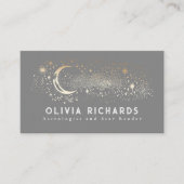 Hemelse Nachtsterren Maan Licht Grijs Mystiek Visitekaartje (Voorkant)