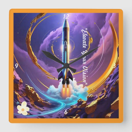 "Hemelse navigatie" Vierkante Klok (Voorkant)