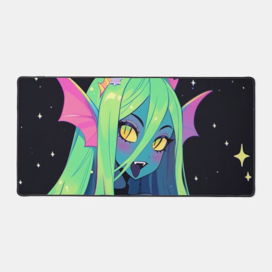 Hemelse Neon Zeemeermin - Kawaii Kosmische Siren V Bureaumat (Voorkant)
