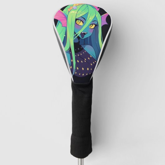 Hemelse Neon Zeemeermin - Kawaii Kosmische Siren V Golfheadcover (Voorkant)