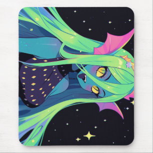 Hemelse Neon Zeemeermin - Kawaii Kosmische Siren V Muismat