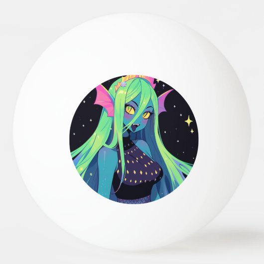 Hemelse Neon Zeemeermin - Kawaii Kosmische Siren V Pingpongbal (Voorkant)