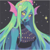 Hemelse Neon Zeemeermin - Kawaii Kosmische Siren V Sticker (Voorkant)