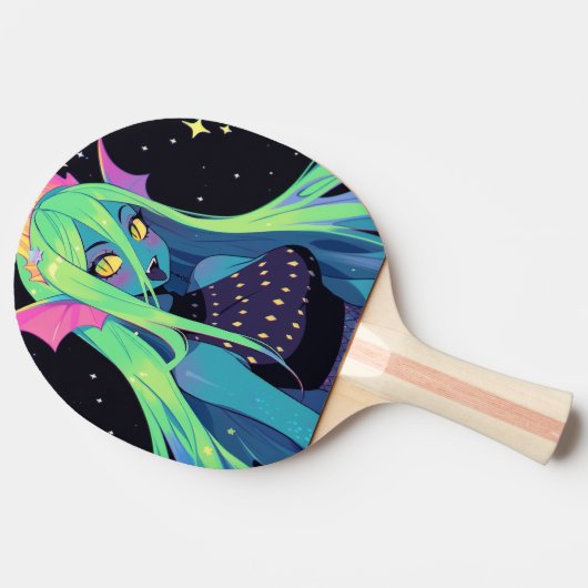 Hemelse Neon Zeemeermin - Kawaii Kosmische Siren V Tafeltennisbatje (Zijkant)