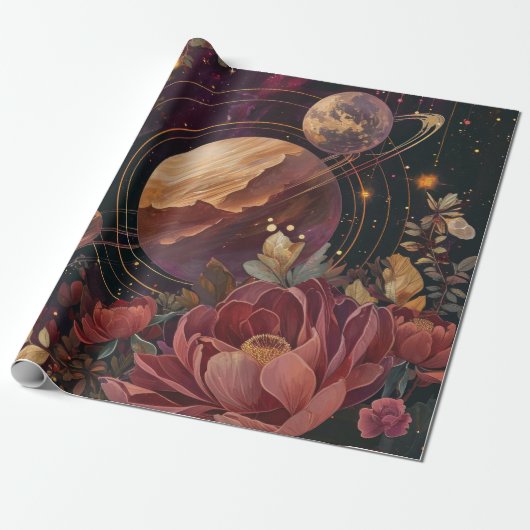 Hemelse Nevel Kristal Planeet Paars Cadeaupapier (Uitgerold)
