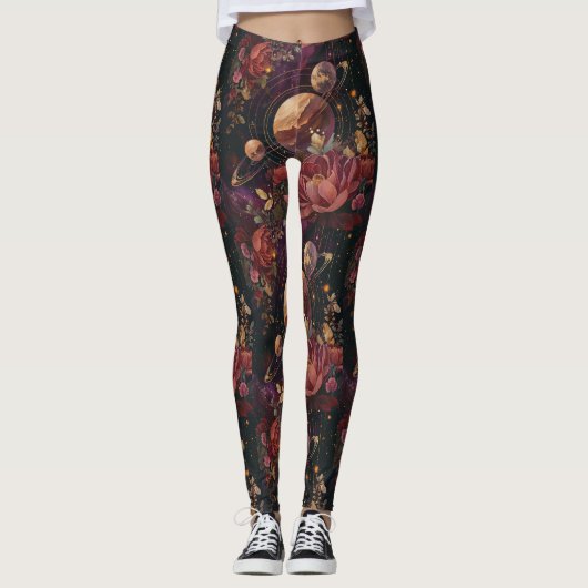 Hemelse Nevel Kristal Planeet Paars Leggings (Voorkant)