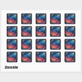 Hemelse Nevel Vuur Ijs Goud Lijstwerk Trouwfeest Vierkante Sticker (Vel)