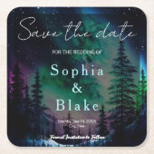 Hemelse Northern Lights Bruiloft Save the Date Kartonnen Onderzetters (Voorkant)