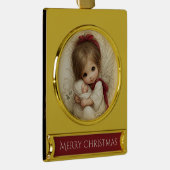 Hemelse Omhelzing – Engel & Kind Kerstmis Verguld Banner Ornament (Rechts)