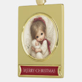 Hemelse Omhelzing – Engel & Kind Kerstmis Verguld Banner Ornament (Links)