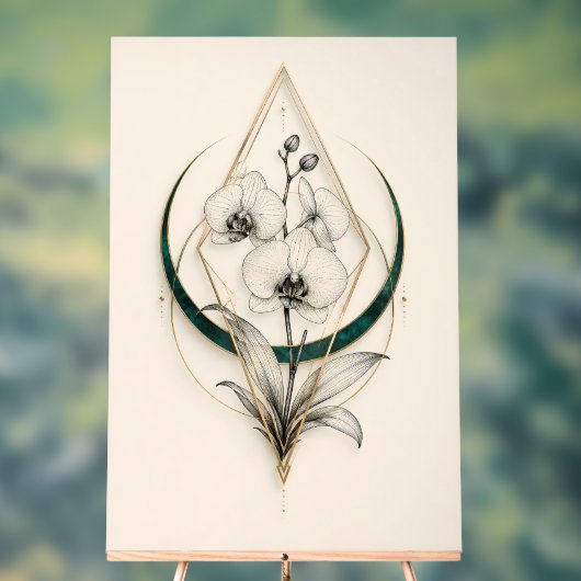 Hemelse Orchidee Geometrisch Goud Premium Acryl Bord (Neutraal)