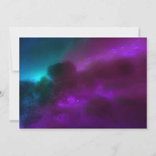 Hemelse Paarse Blauwgroen Gouden Zon Maansterren Save The Date (Achterkant)