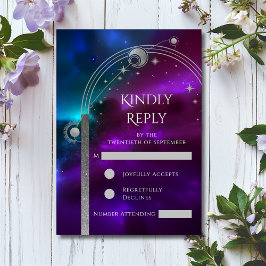 Hemelse Paarse Blauwgroen Zilveren Zon Maan Ster H RSVP Kaartje