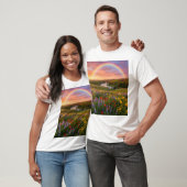Hemelse Pad: Dubbele Regenboog & Wilde Bloemendrom T-shirt (Unisex)