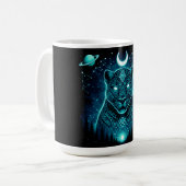 Hemelse Panter – Kosmische Schaduw Wildlife Melkwe Koffiemok (Voorkant links)