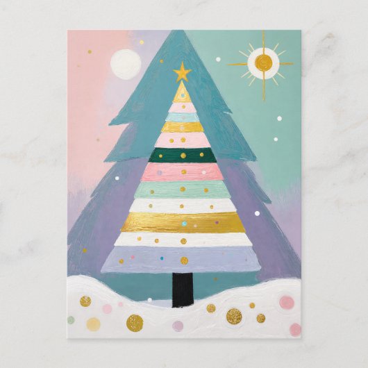 Hemelse Pastel Kerstboom Feestdagenkaart (Voorkant)