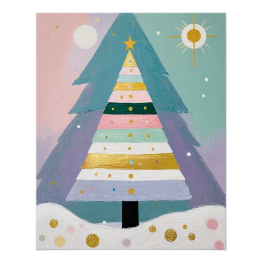 Hemelse Pastel Kerstboom Perfect Poster (Voorkant)