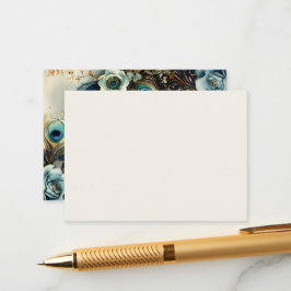 Hemelse pauwenveren Elegante bruiloft Informatiekaartje