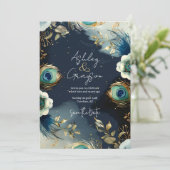 Hemelse pauwenveren Elegante bruiloft Save The Date (Staand voorkant)