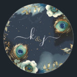 Hemelse Peacock Feathers Wedding Ronde Sticker<br><div class="desc">Creëer je eigen Hemelse Pauw Veren Trouwklassieker Ronde Sticker! Personaliseer dit ontwerp met uw eigen tekst. U kunt dit ontwerp verder aanpassen door desgewenst de koppeling "Aanpassen verder" te selecteren.</div>