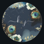 Hemelse Peacock Feathers Wedding Ronde Sticker<br><div class="desc">Creëer je eigen Hemelse Pauw Veren Trouwklassieker Ronde Sticker! Personaliseer dit ontwerp met uw eigen tekst. U kunt dit ontwerp verder aanpassen door desgewenst de koppeling "Aanpassen verder" te selecteren.</div>