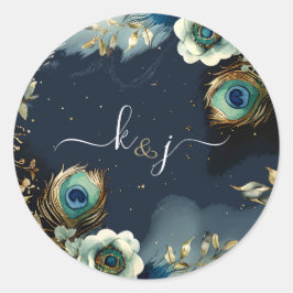 Hemelse Peacock Feathers Wedding Ronde Sticker
