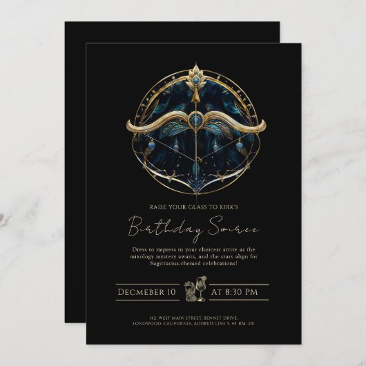 Hemelse pijl Cosmic Black Gold Boogschutter Kaart (Voorkant / Achterkant)