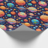 Hemelse Planeten en Sterren Cadeaupapier (Hoek)