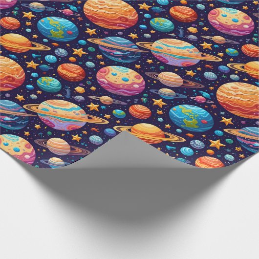 Hemelse Planeten en Sterren Cadeaupapier (Hoek)