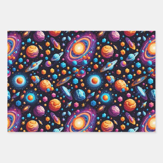 Hemelse Planeten en Sterren Inpakpapier Vel (Voorkant 2)