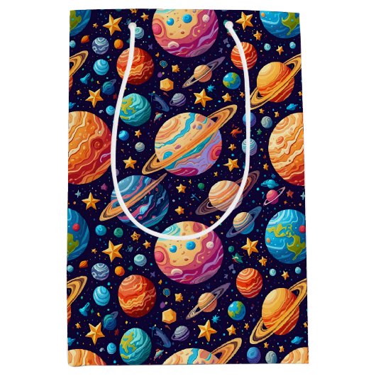 Hemelse planeten en sterren medium cadeauzakje (Voorkant)