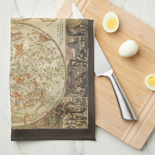 hemelse planisfeer kaart door Joseph Moxon Theedoek (Quarter Fold)