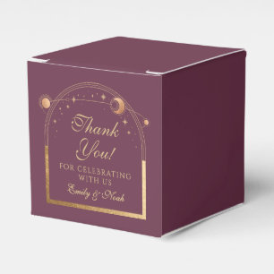 Hemelse Plum Gouden Zon Maan Sterren Huwelijk Bedankdoosjes